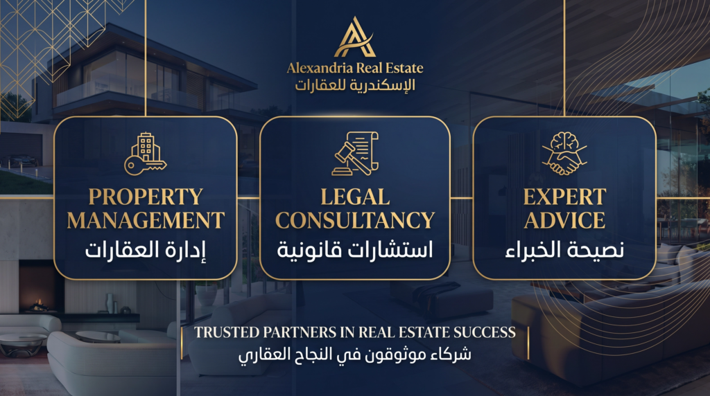 الخدمات المهنية (Professional Services) • Property Management: إدارة العقارات. • Legal Consultancy: الاستشارات القانونية العقارية. • Expert Advice: نصيحة الخبراء.